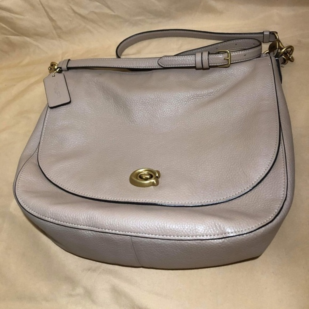 Coach Turnlock Leather Hobo Bag Black In Cream
